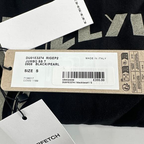 Rick Owens DRKSHDW Jumbo SS T Black Size S - Picture 4 of 10